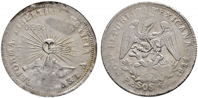 Mexiko
Revolutionsausgaben 1910-1917
GUERRERO. 2 Pesos 1914. KM 643. 22,63 g
...