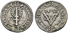 Niederländisch-Indien (Ostindien)
Vereinigte Ostindien Companie
Silbergußmünze zu 24 Stuivers (= 1/2 Daalder) 1645 -Batavia-. Aufrechtes Schwert vor...