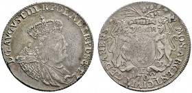 Polen-Danzig, Stadt
August III. 1733-1763. Gulden zu 30 Groschen (= 1 Zloty) 1762. Kopicki 7777 (R3), Gum. 2224, Kahnt 719.
feine Patina, Prägeschwä...
