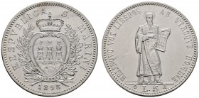 San Marino
5 Lire 1898. KM 6, Dav. 302.
kleine Kratzer, vorzüglich