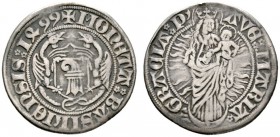 Schweiz-Basel
Dicken 1499. Zwei Basilisken halten den Basler Wappenschild / Madonna mit Kind auf Mondsichel in Flammengloriole stehend. HMZ 2-51a. Ew...