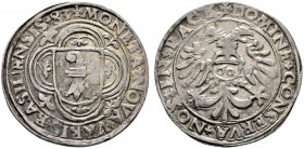 Schweiz-Basel
Guldentaler zu 60 Kreuzer 1583. Basler Wappenschild im verzierten, doppelten Vierpass / Nimbierte Doppeladler, auf der Brust der Reichs...