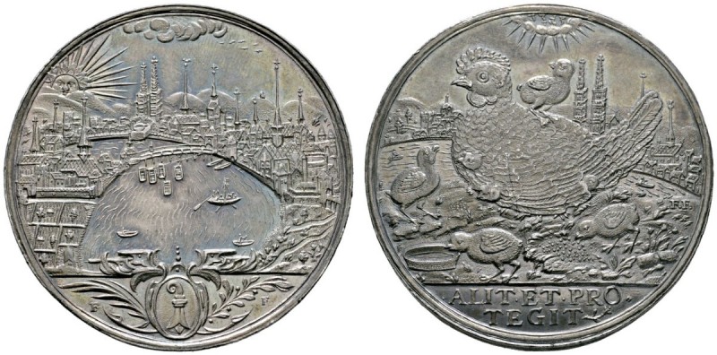 Schweiz-Basel
Silbermedaille o.J. (um 1650) von F. Fecher. Moralisierende Medai...