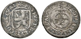 Schweiz-Chur, Bistum
Peter II. Rascher 1581-1601
Halbbatzen zu 2 Kreuzer o.J. Löwe im spanischen Schild nach links / Reichsapfel mit Wertzahl sowie ...
