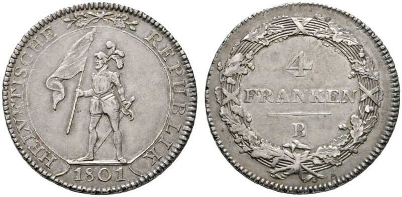Schweiz-Helvetische Republik
Neutaler zu 4 Franken 1801. DT 5b, HMZ 2-1185h, Da...