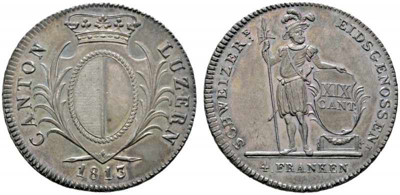 Schweiz-Luzern
Neutaler zu 4 Franken 1813. DT 53a, HMZ 2-668a, Dav. 364, Wiel. ...