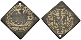 Schweiz-St. Gallen
Klippenförmiger Dickabschlag von den Stempeln des Batzen 1621 im fünffachen (!) Gewicht. Nach links schreitender Bär zwischen der ...