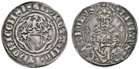 Schweiz-Zürich
Plappart o.J. (nach 1417). In einem verzierten Vierpass das Zürcher Wappen, oben einköpfiger Adler nach links / Kaiser Karl der Große ...