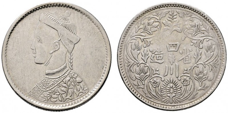 Tibet
Rupee (Szechuan Rupee) o.J. (1903). Y. 3.1, Lin Gwo Ming 359. 11,49 g
se...