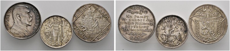Tschechoslowakei
Lot (3 Stücke): Silbermedaille 1928 von Spaniel, auf den 10. J...