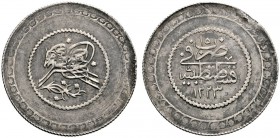 Türkei
Mahmud II. AH 1223-1255 /AD 1808-1839. 2 Kurush AH 1223 (Jahr 15) -Konstantiniye-. KM 576.
kleiner prägebedingter Randfehler, fast vorzüglich...