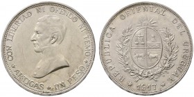 Uruguay
Peso 1917. Artigas. KM 23.
minimale Kratzer, vorzüglich-prägefrisch