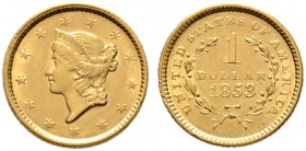USA
Golddollar 1853. Liberty Head. KM 73, Fr. 84. 1,68 g
vorzüglich