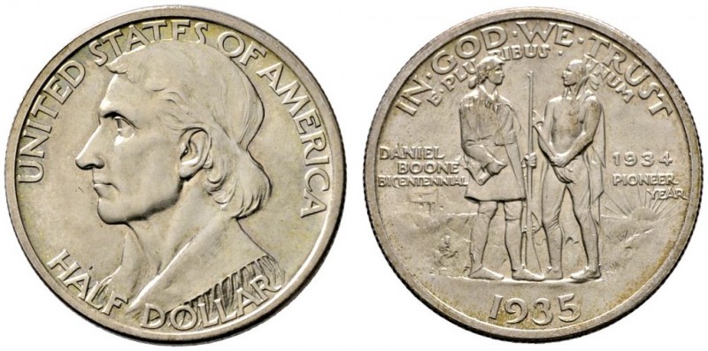 USA
Gedenk-1/2 Dollar 1935. Daniel Boone Bicentennial. KM 165.2.
vorzüglich-pr...