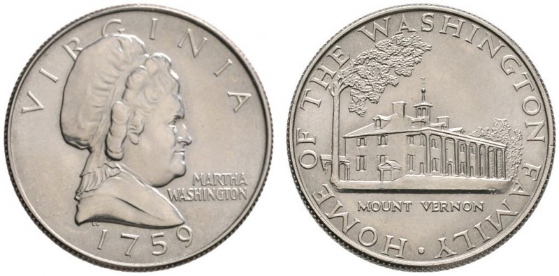 USA
Martha Washington Halfdollar "1759" (geprägt ab 1965). Ähnlich wie vorher, ...
