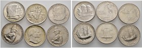 USA
Lot (6 Stücke): Gedenk-1/2 Dollars. 1920. Pilgrim Tercentenary (2x); 1923 S. Monroe Doctrine Centenial; 1926. Stone Mountain Memorial und U.S. Se...