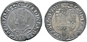 Ferdinand I. 1521-1564
Pfundner 1527 -Linz-. Markl 457/445 var., Schulten 4160.
dunkle Patina, minimaler Schrötlingsriß am Rand, vorzüglich