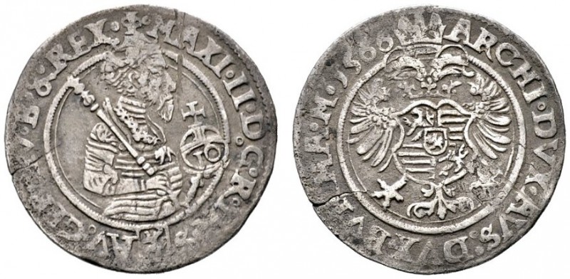 Maximilian II. 1564-1576
10 Kreuzer 1566 -Joachimsthal-. Dietiker 197, Halacka ...