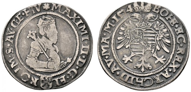 Maximilian II. 1564-1576
1/4 Taler 1574 -Kuttenberg-. Dietiker 221, Halacka 199...