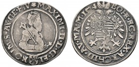 Maximilian II. 1564-1576
1/4 Taler 1574 -Kuttenberg-. Dietiker 221, Halacka 199, Slg. Dietiker 181.
selten, schön-sehr schön/sehr schön