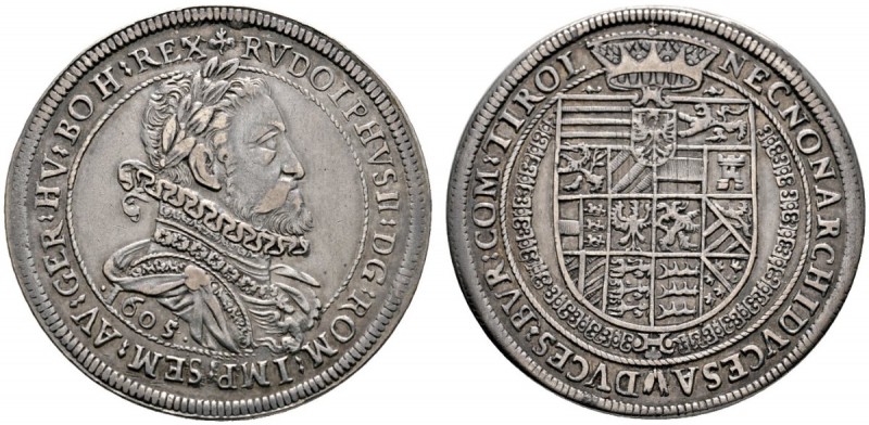 Rudolf II. 1576-1612
Taler 1605 -Hall-. Variante mit umgeschnittener letzter Zi...