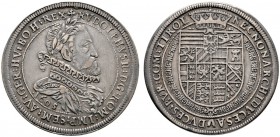 Rudolf II. 1576-1612
Taler 1605 -Hall-. Variante mit umgeschnittener letzter Ziffer der Jahreszahl sowie mit Stempelfehler "RVDOIPHVS" (!). Dav. 3005...