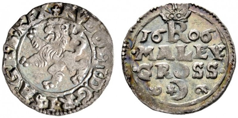 Rudolf II. 1576-1612
Maleygroschen 1606 -Joachimstal-. Dietiker 291, Halacka 41...