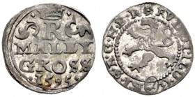 Rudolf II. 1576-1612
Maleygroschen 1595 -Kuttenberg-. Dietiker 267, Halacka 380, Slg. Dietiker 204.
vorzüglich-Stempelglanz