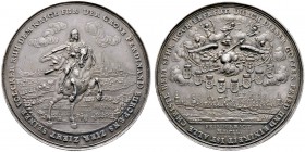 Ferdinand III. 1637-1657
Silbernes Medaillon 1649 von Sebastian Dadler, auf den Friedensexe­kutionstag in Nürnberg vom 7. Mai 1649. Der Kaiser im ant...