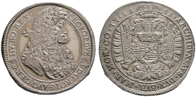 Leopold I. 1657-1705
Taler 1691 -Kremnitz-. Her. 734, Dav. 3261, Voglh. 225/4 v...