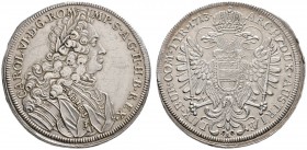 Karl VI. 1711-1740
Taler 1713 -Augsburg-. Stempel von P.H. Müller. Her. 473, Dav. 1107, Voglh. 255. Forster 316 var., Hahn 237
selten, leichte Kratz...