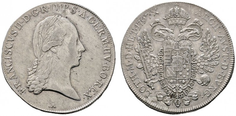 Franz II. 1792-1806
1/2 Taler 1797 -Wien-. Her. 376, J. 108.
selten, minimale ...
