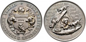 Haus Österreich
Franz Josef I., Kaiser von Österreich 1848-1916
Silbermedaille 1886 von Jauner (unsigniert), auf die Ausstellung des Österreichische...