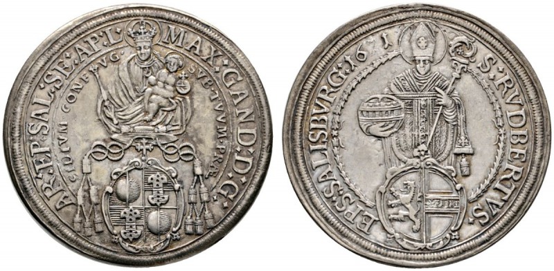 Salzburg, Erzbistum
Max Gandolph von Küenburg 1668-1687
Taler 1671. Zöttl 1995...