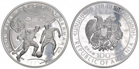 Armenien 2006 100 Dram Silber 28.5g Fussball WM Proof