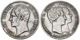 Belgien 1853 5 Francs Silber 24.7g DAV 52 ss-vz