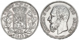 Belgien 1868 5 Francs Silber 25g KM 24 ss+