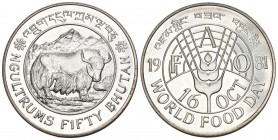 Bhutan 1981 50 Bhutan Silber 28.28g selten unz