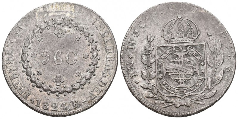 Brasilien 1824 960 Reis Silber Rio KM 368.1 sehr schön