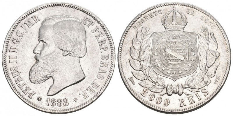 Brasilien 1888 2000 Reis Silber 25g Selten KM 485 bis vz
