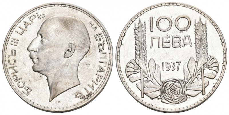 Bulgarien 1937 100 Leva Silber 20g KM 45 bis unz