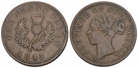 Nova Scotia 1843 1 Penny Bronce KM 4 ss