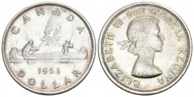 Canada 1953 Dollar in Silber 23.32g KM 54 unz