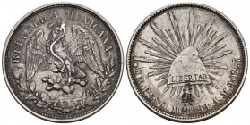 China Mexiko 1899 Pesos mit Chinesischem Gegenstempel 27g KM 406 ss-vz