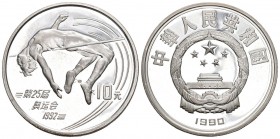 China 1990 10 Yuan Silber 30.2g Olympia unz