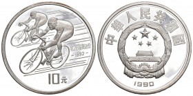China 1990 10 Yuan Silber 30.2g KM 301 unz ab Proof