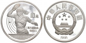 China 1991 10 Yuan Silber 30g Schön 326 unz