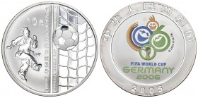 China 2005 10 Yuan Silber 31.1g Fussball WM Proof
