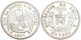 Chile 1884 Pesos Silber 25g KM 142.1 vz