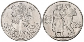 Tschechien 1955 25 Korun Silber 16g selten KM 43 unz